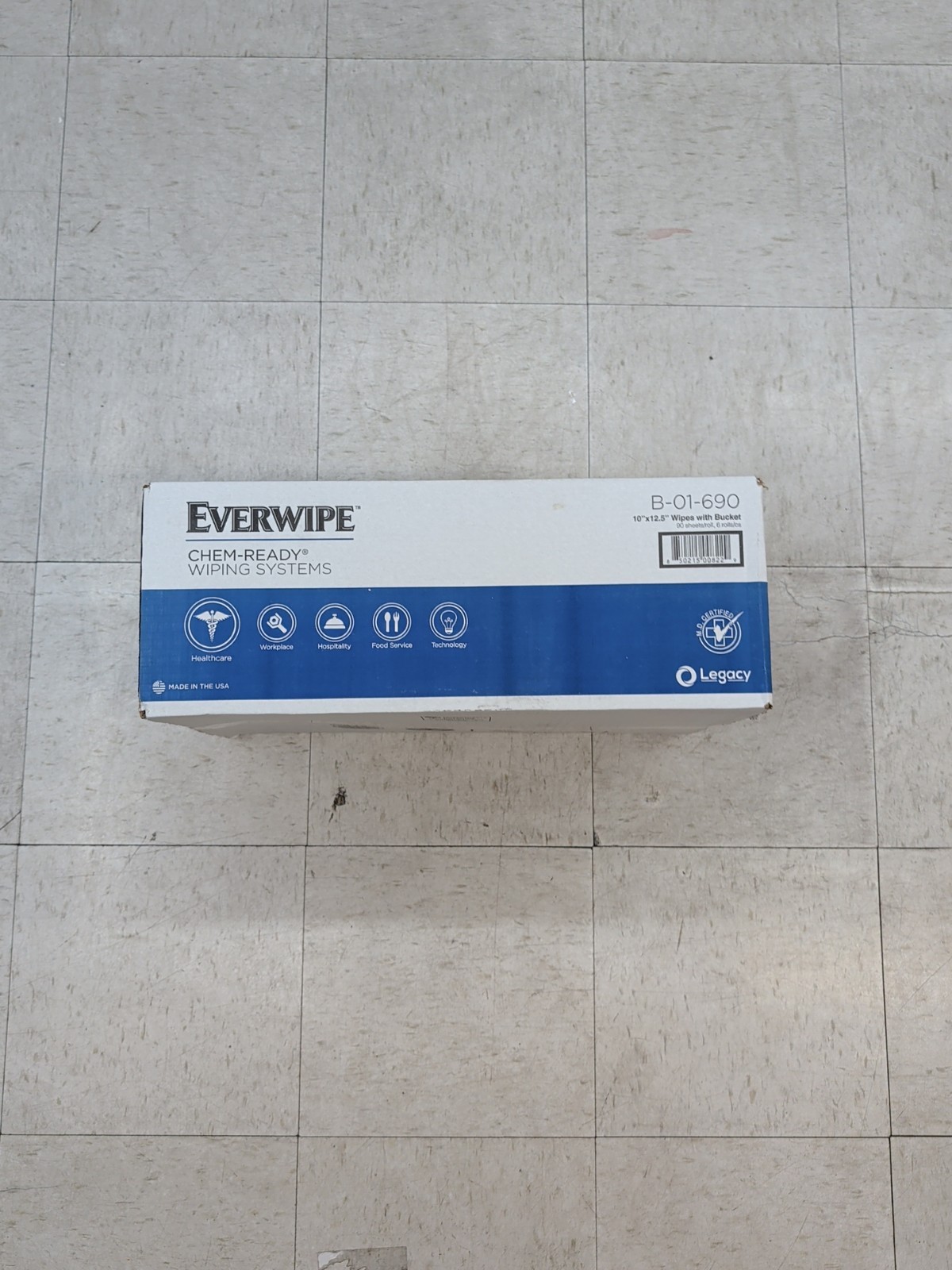 Everwipe Chem-Ready Hybrid Wiping System, Includes Bucket & 5 Rolls Dry Wipes