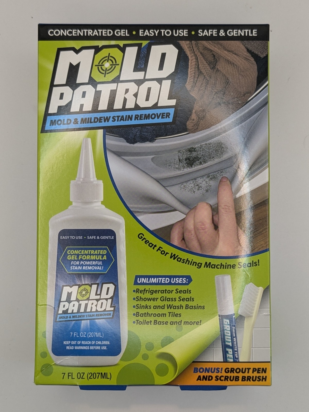 Mold Patrol Mold & Mildew Stain Remover Gel 7oz Kit w/ Grout Pen & Brush