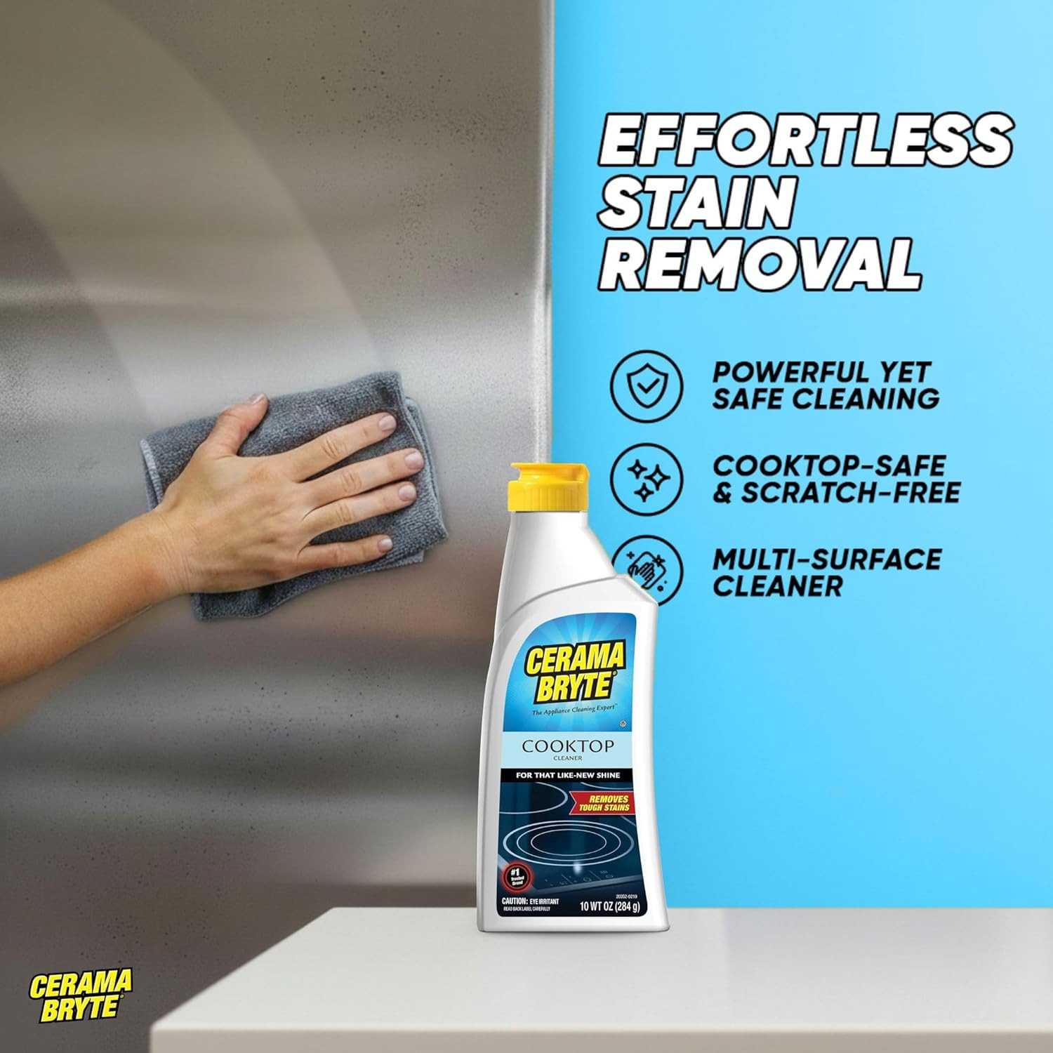 Cerama Bryte Glass Cooktop and Stove Top Cleaner Combo Kit – Includes Cleaning T