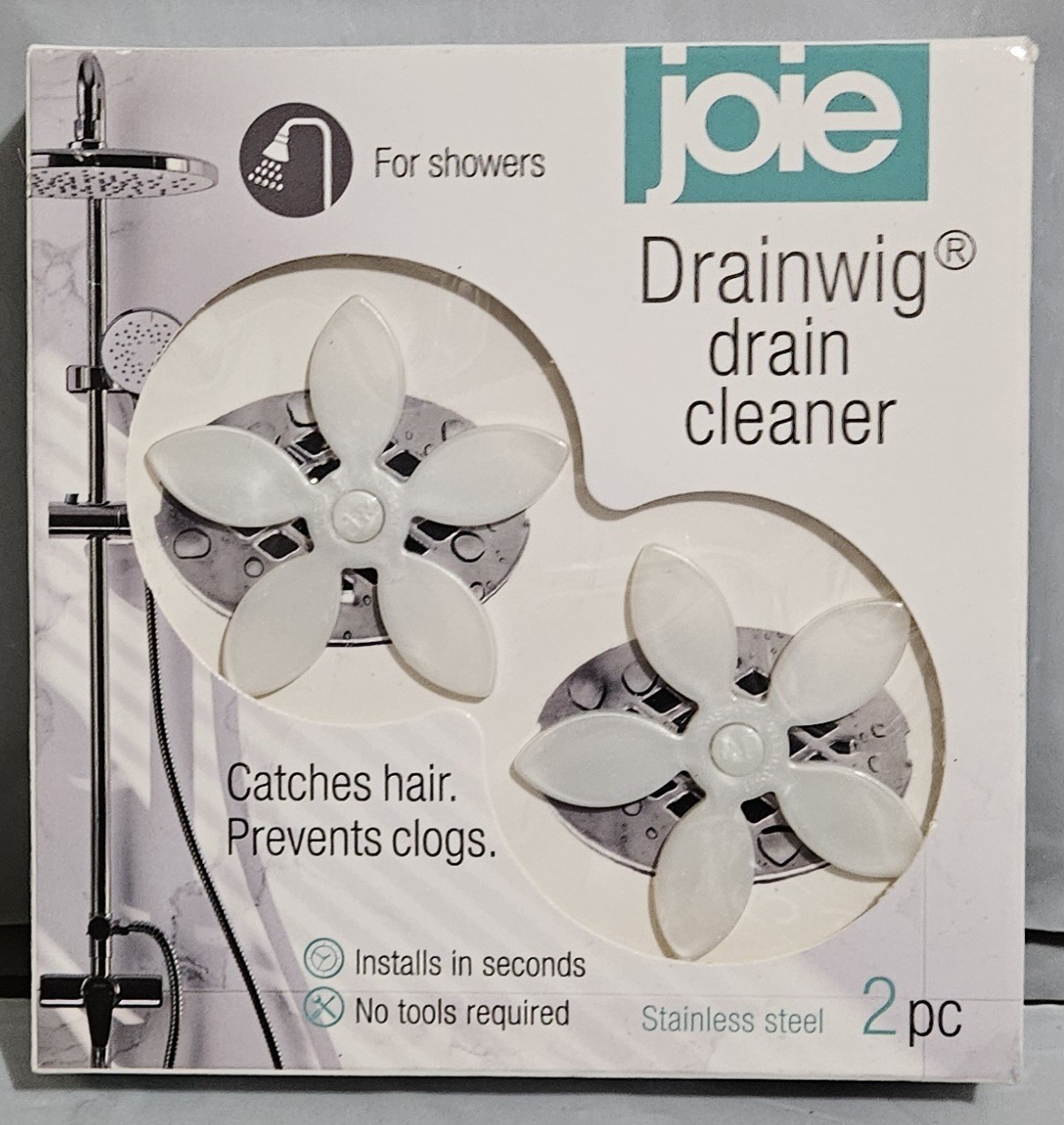 Jolie Drainwig Drain Cleaner 2 pc New in Box Stainless Steel