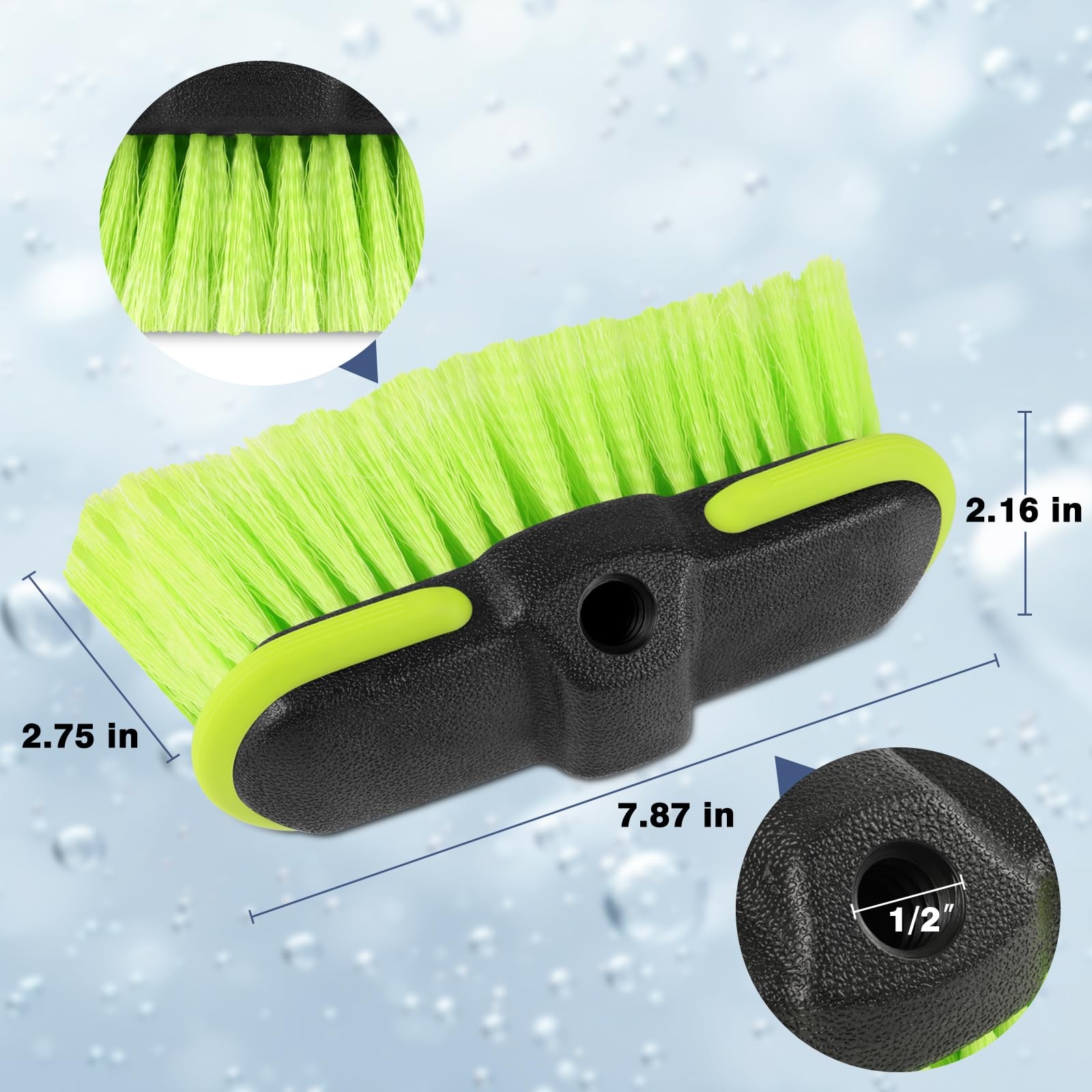 Liqmeivre Car Wash Brush Head 8″, Scrub Brush Attachment for Extension Pole, …