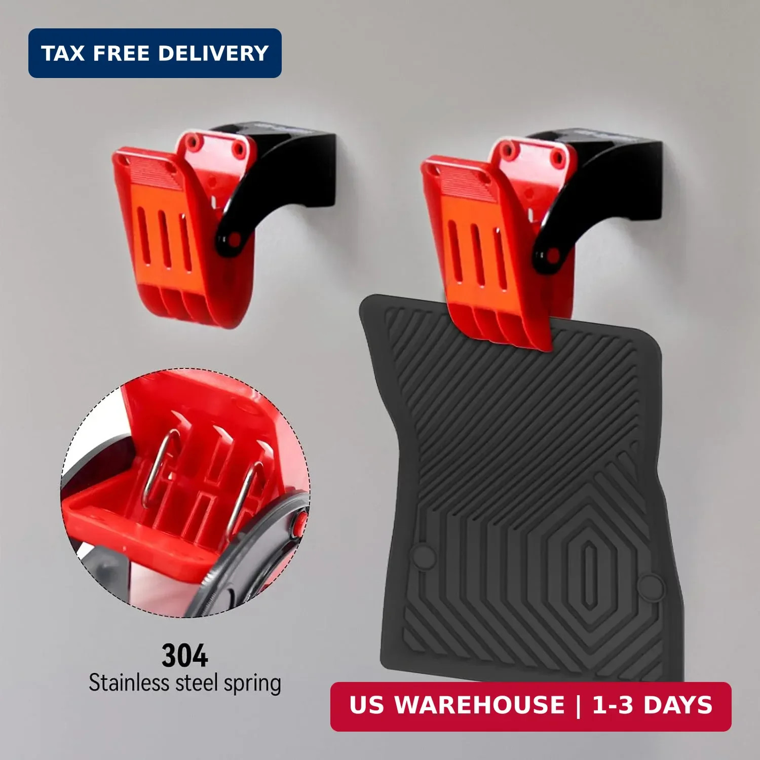 Car Wash Floor Mat Clamps 4 Pack,Swivel Large Anti-Slip Stainless Steel Spring C