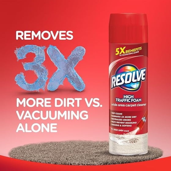 Resolve High Traffic Carpet Stain Cleaner Solution and Odor Remover Foam, 22 oz