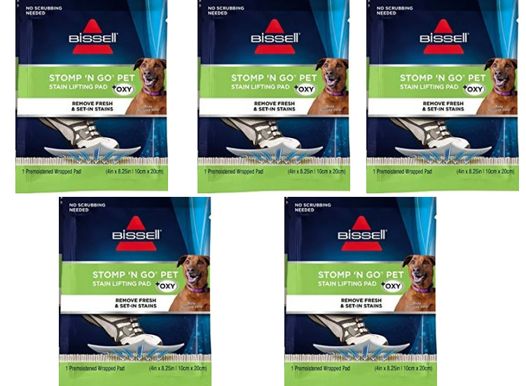 Bissell 5 Pack Stomp n Go Pet Stain Lifting Pad OXY NEW SEALED Discontinued