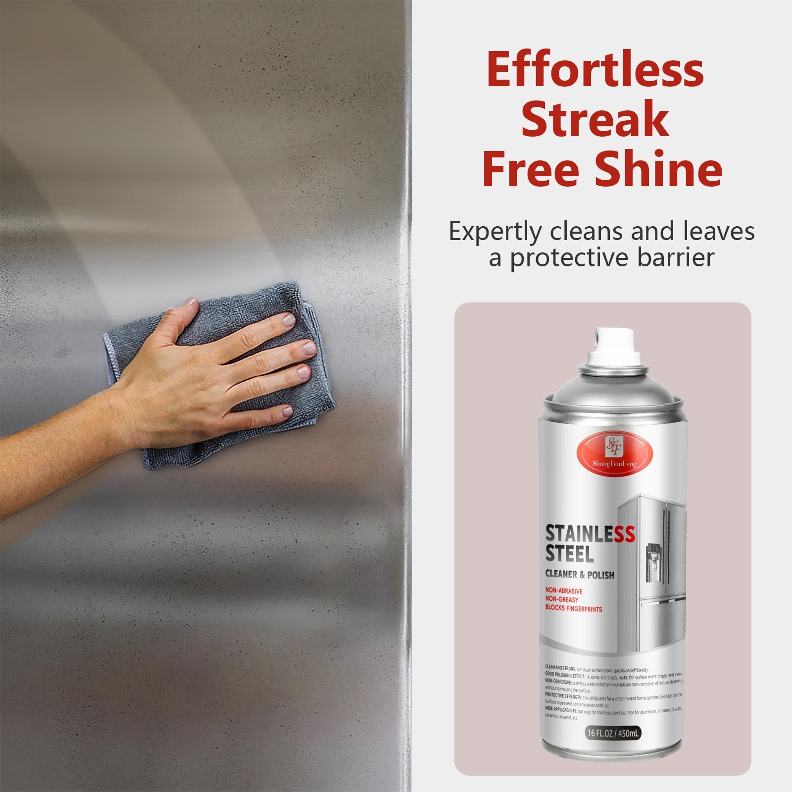 Stainless Steel Cleaner & Polish Streak-Free Shine For Refrigerators, Oven 48PCS