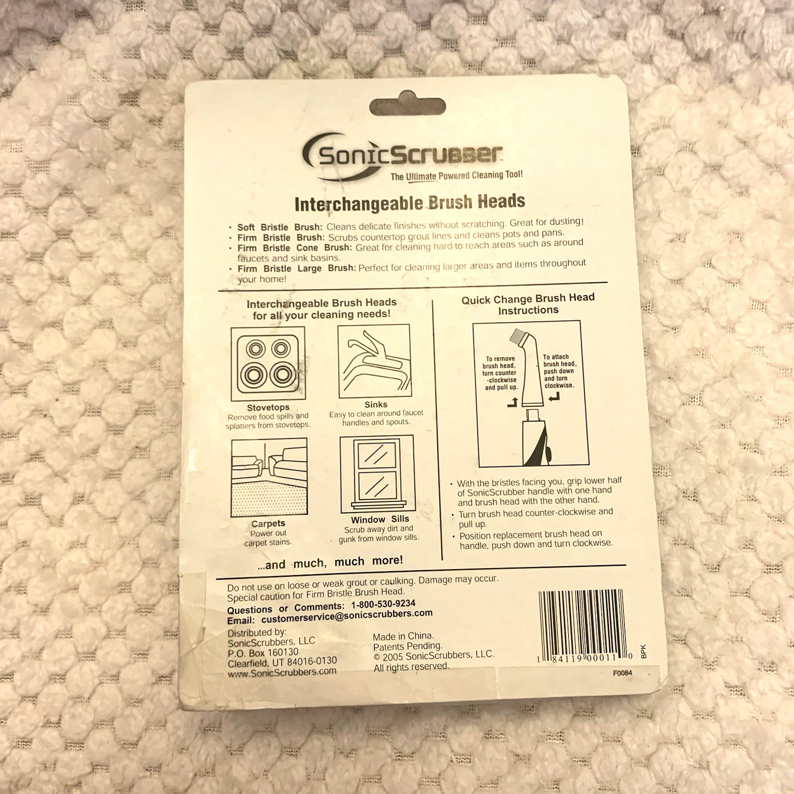 SONIC SCRUBBER 4 Pk Interchangeable Brush Heads Adaptive Power Cleaning Wash