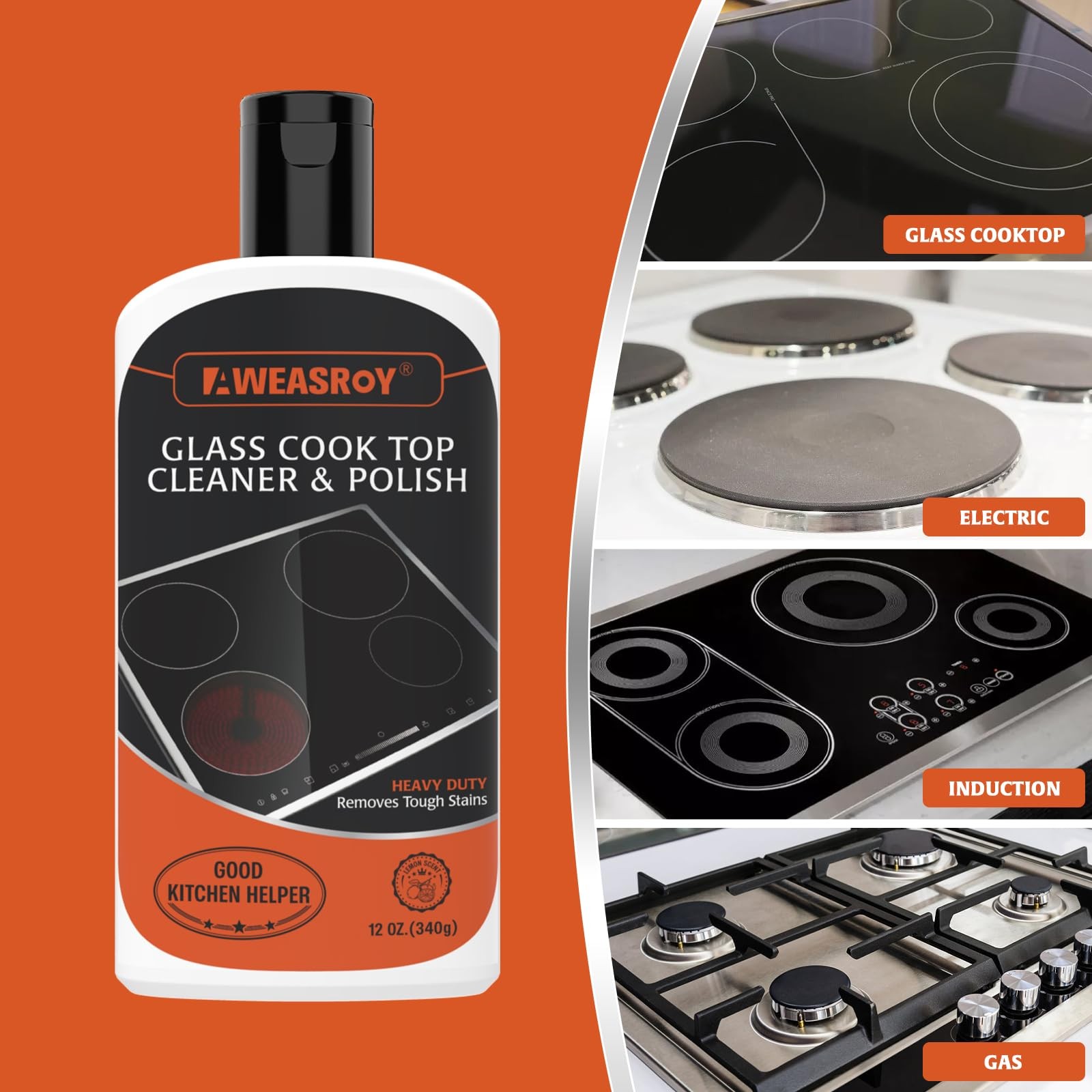 20pcs Glass Stove Top Cleaner Kit – 12 oz Cooktop Cleaner Polish, Non-Abrasiv…