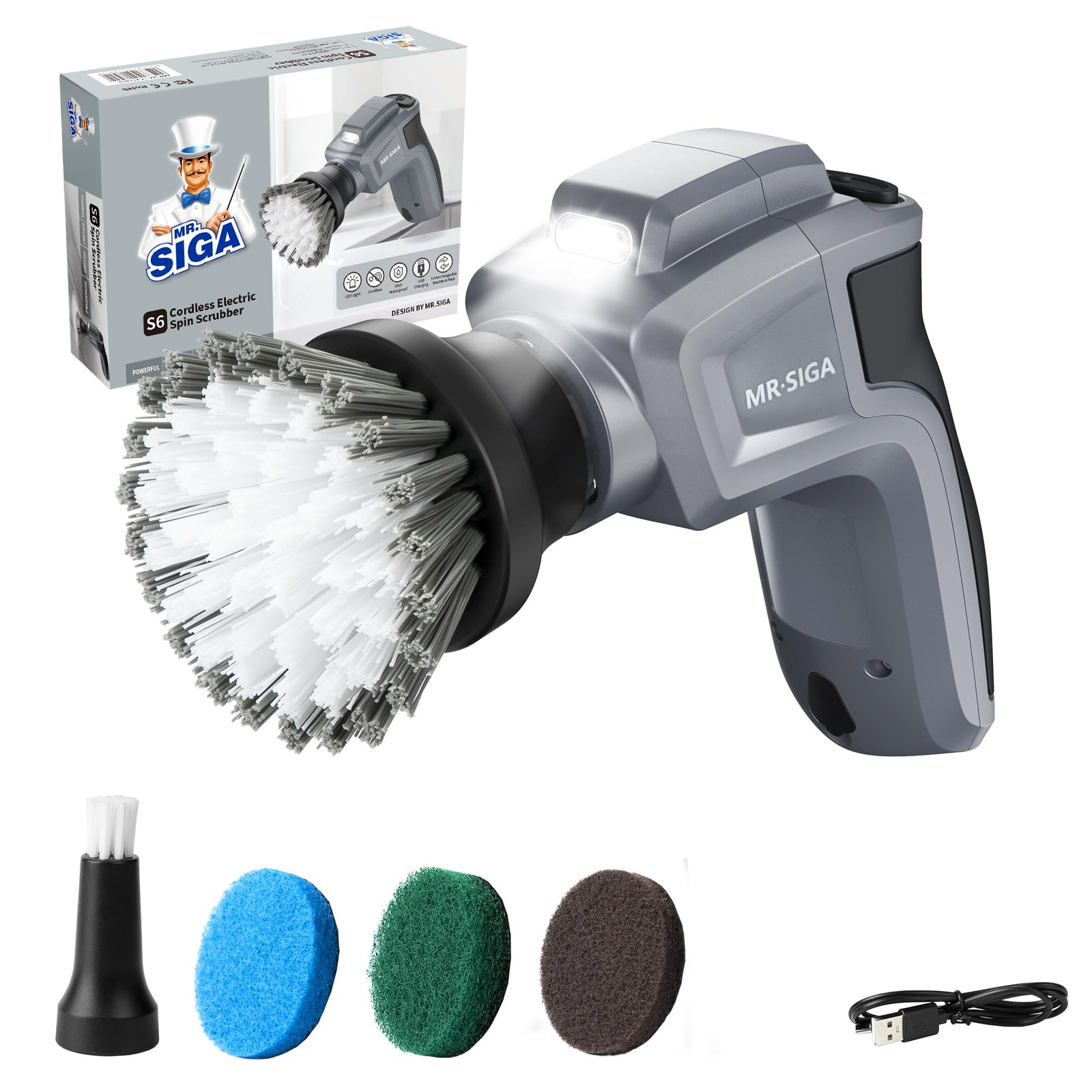 Electric Spin Scrubber for Kitchen and Bathroom Cleaning, Waterproof Recharge…