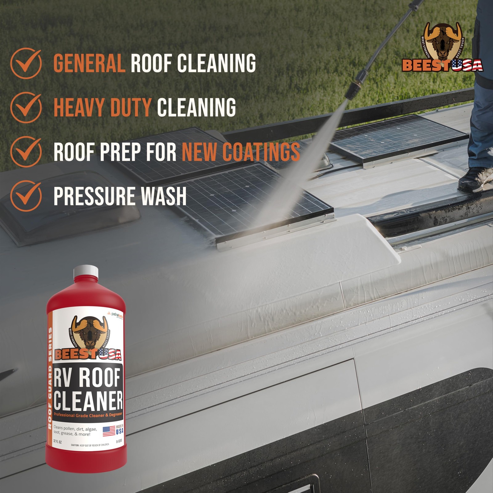 RV Roof Cleaner 32oz Super Concentrated Makes 5 Gallons Dirt Stains Degreaser