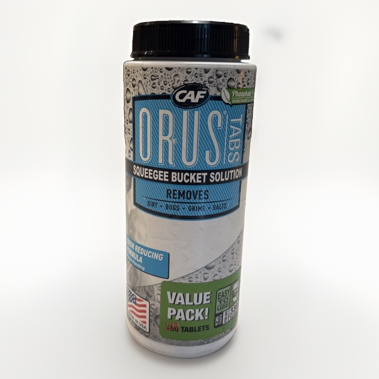 Orus Window/Glass Cleaner Tabs Industrial Squeegee Bucket Solution Soap 135 Tabs
