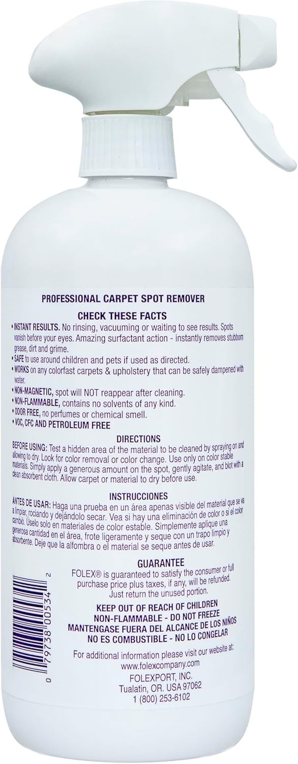 Water-Based Professional Carpet Stain Remover 34 oz – Child & Pet Safe Formula