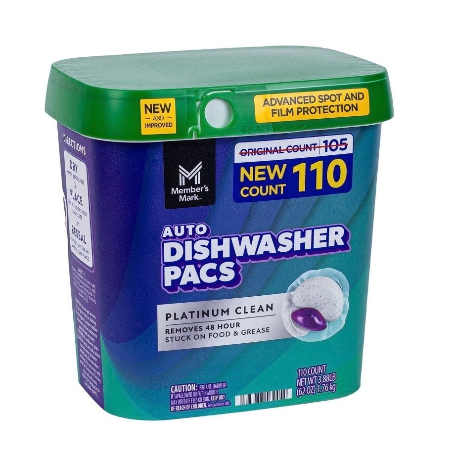 Member’s Mark Dishwasher Pacs, 105 ct – Platinum Clean, Automatic.
