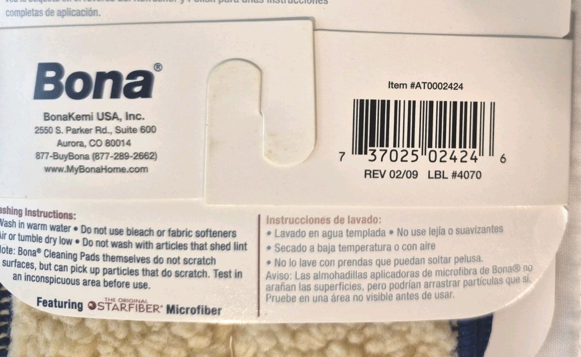 Bona Microfiber applicator Pad Hardwood Stone Tile Laminated Floors Lot Of 3