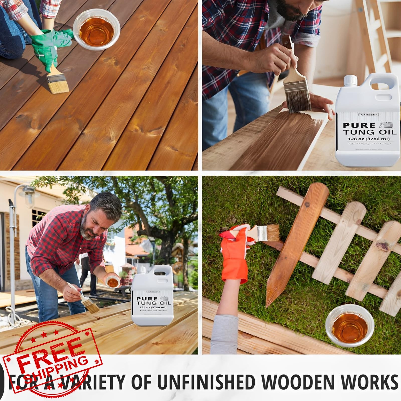 8oz 100% Pure Tung Oil for Wood Outdoor with Brush, Safe Food Grade Tung Oil …