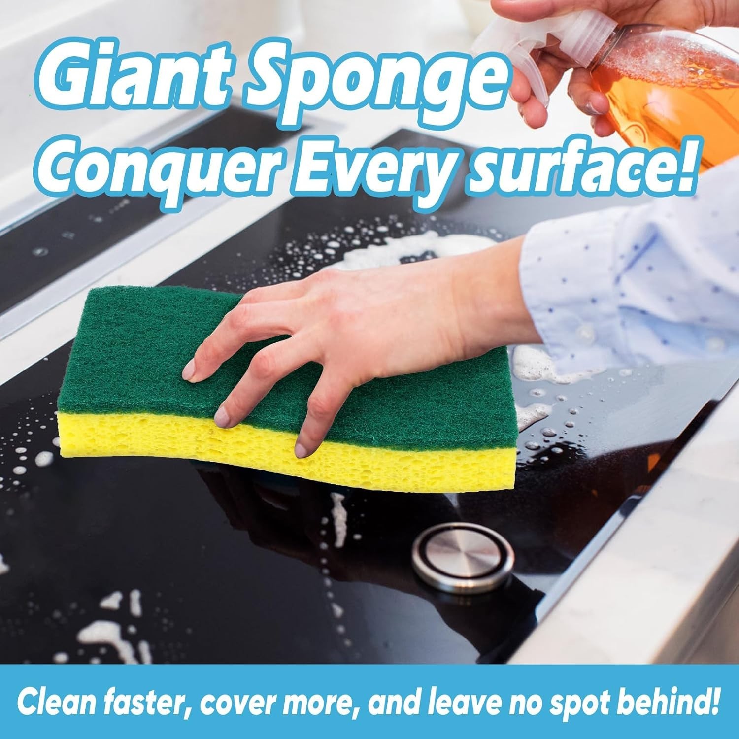 Extra Large 6 Count Heavy Duty Scrub Sponges for Kitchen and Bathroom Cleaning
