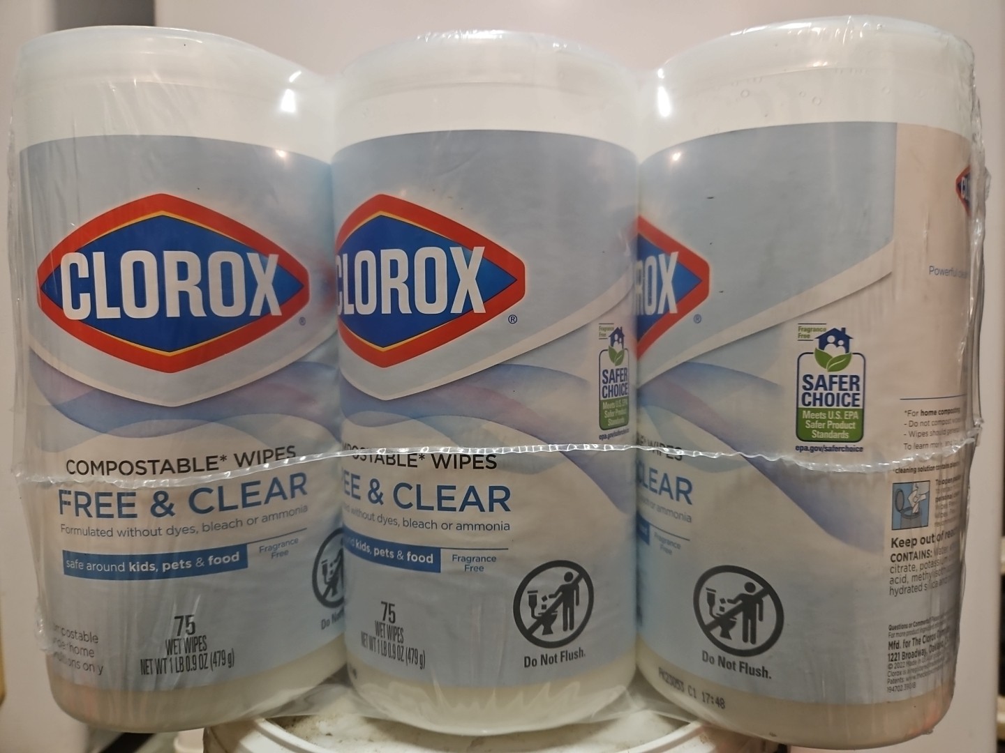 Clorox Compostable Free And Clear Wipes, No Dyes, Bleach, Or Ammonia, 75 Count