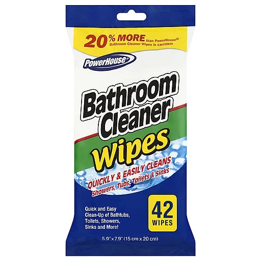 PowerHouse Bathroom Cleaner Wipes, 42 Wipes (Pack of 3)
