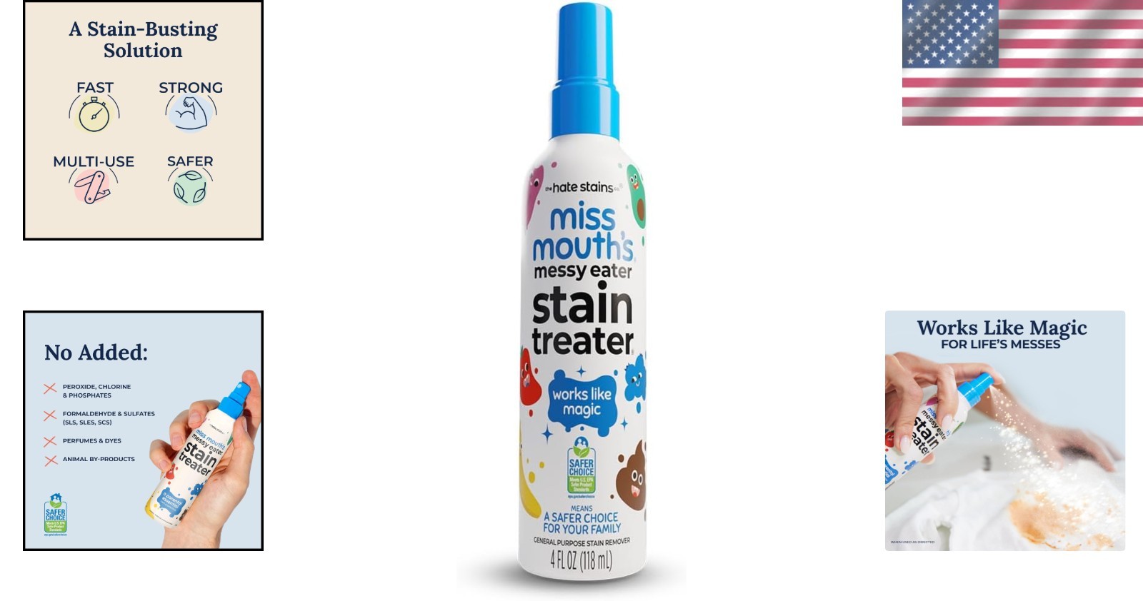 Messy Eater Stain Treater Spray 4oz Fast Acting Stain Remover for Clothes