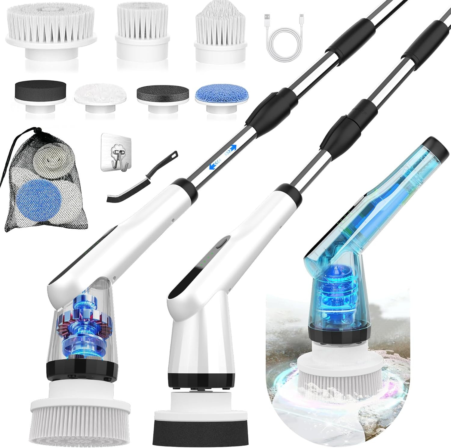 -Electric Spin Scrubber – Upgraded 12-In-1 IPX7 Waterproof Shower Scrubber, Retr