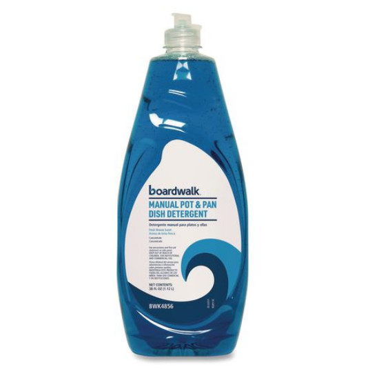 Boardwalk Manual Pot and Pan Dish Detergent Fresh Breeze 38 oz Bottle Pack of 8