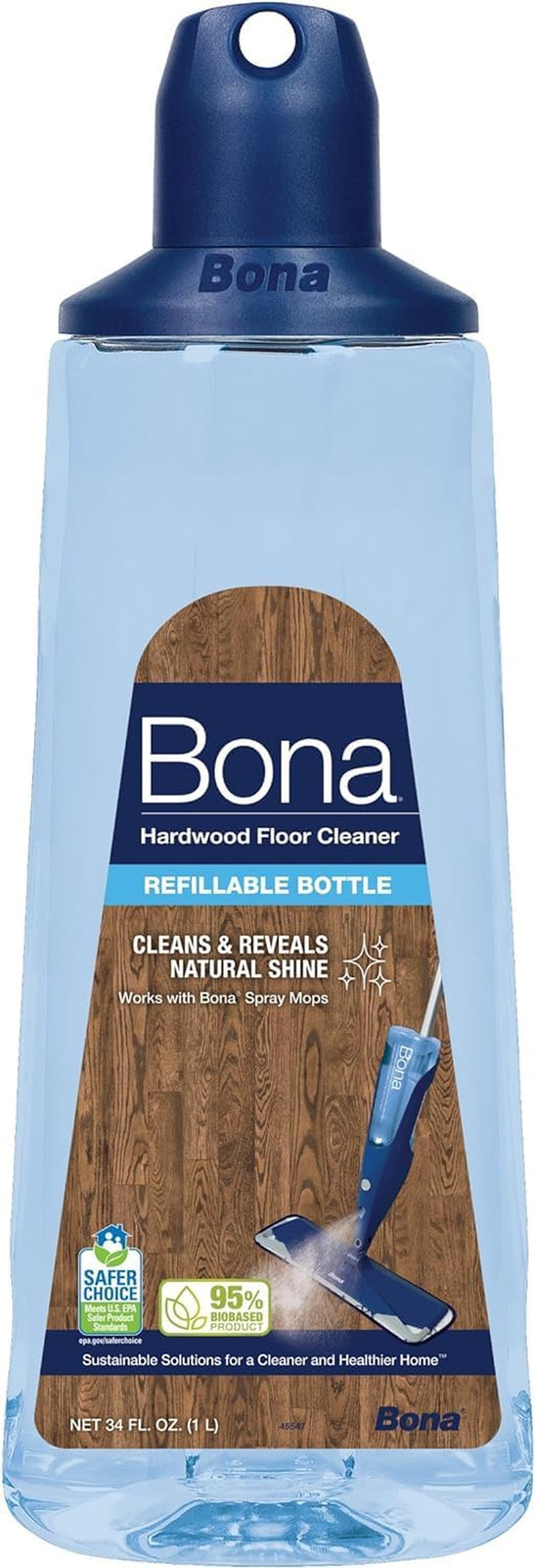 Bona Hardwood Floor Cleaner Spray Mop Cartridge, Unscented, 34 Fl Oz