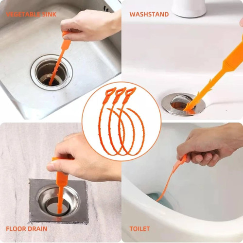 Drain Snake Clog Remover – 4 Pack 20 Inch Flexible Hair Drain Removal Tool