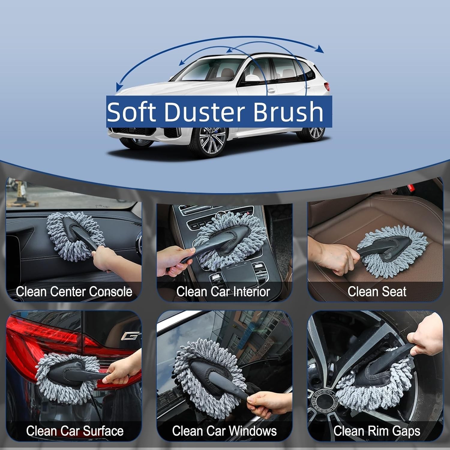 Car Interior Duster Detail Brush Cleaning Gel Kit, Soft Dash Vent Dusting Slime