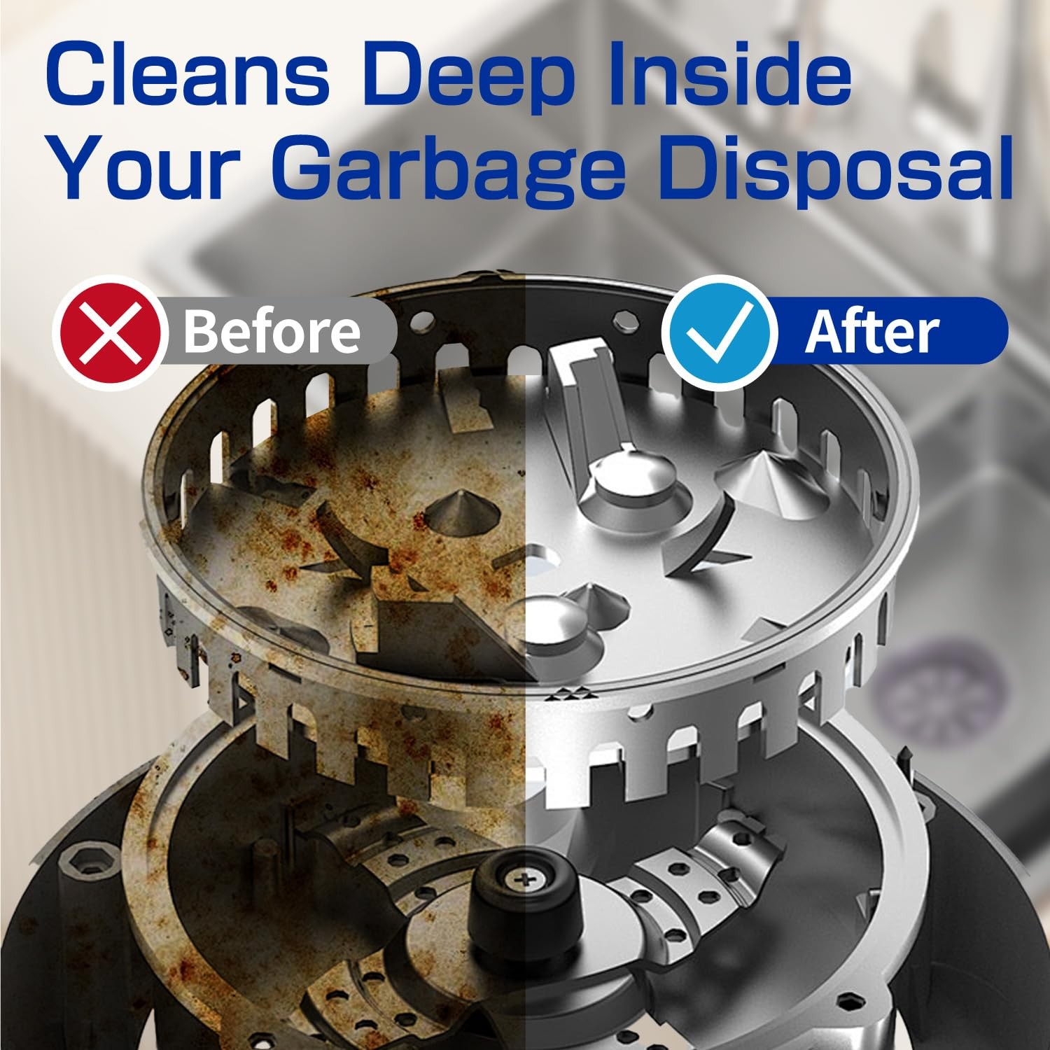 Household Garbage Disposal Cleaners Fresh Lemon Scent Sink Deodorizer 12 Tabs