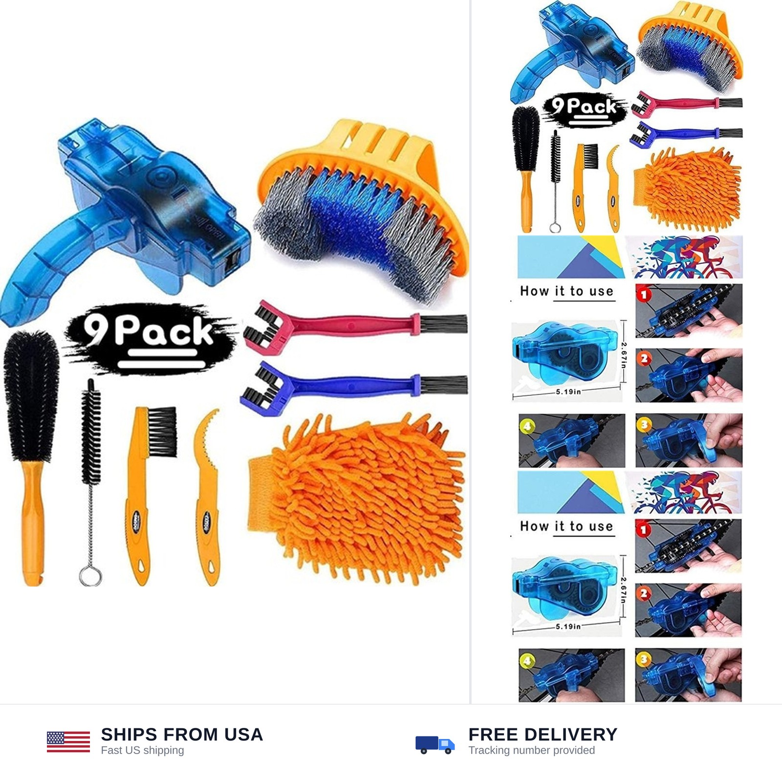 focopot Bike Cleaning Kit (9pcs), Including Chain Cleaner for Cycling,Bicycle…