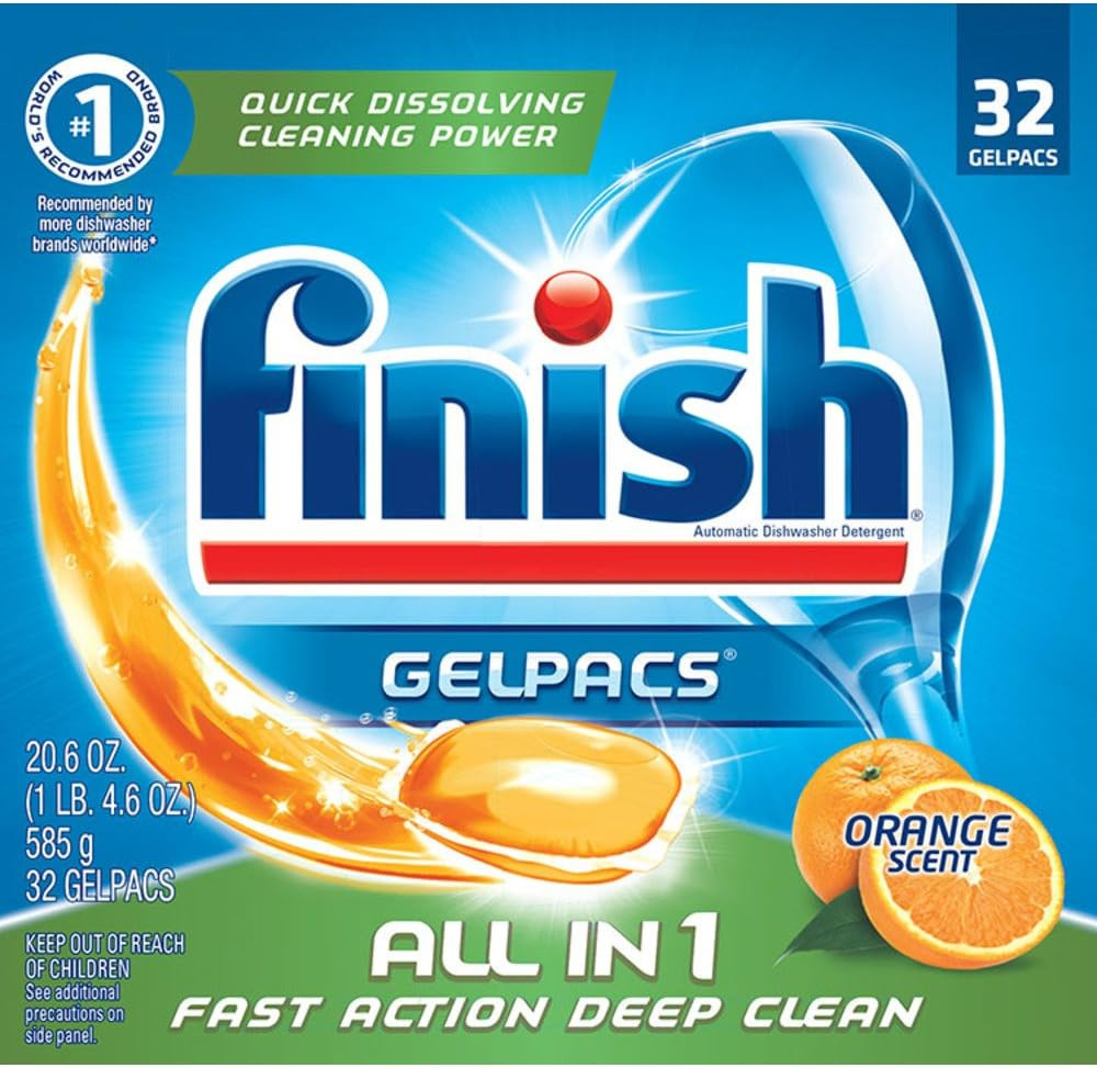 Gelpacs Dishwasher Detergent, Orange Scent, 32 Count