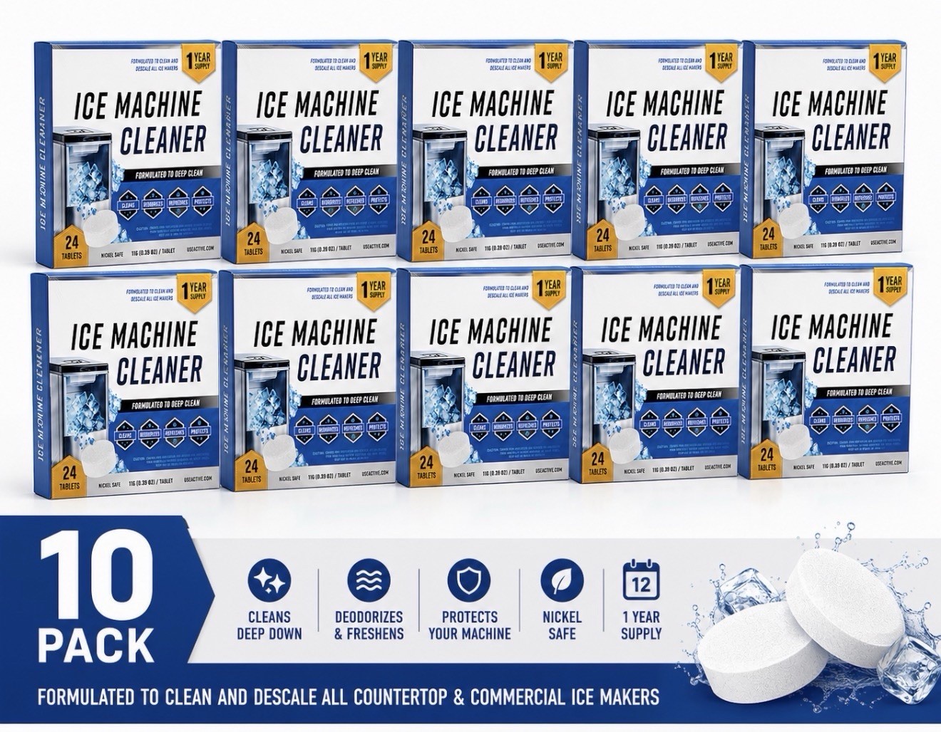 Ice Machine Cleaner Tablets Ice Maker Descaler Total 240 tablets 10 packs