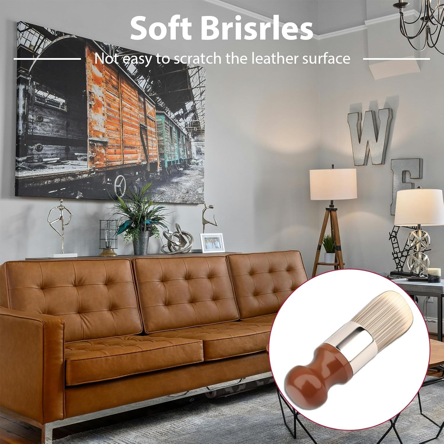 Salve Brush for Furniture, Wood & Leather Cleaning Brush with Comfortable Handle