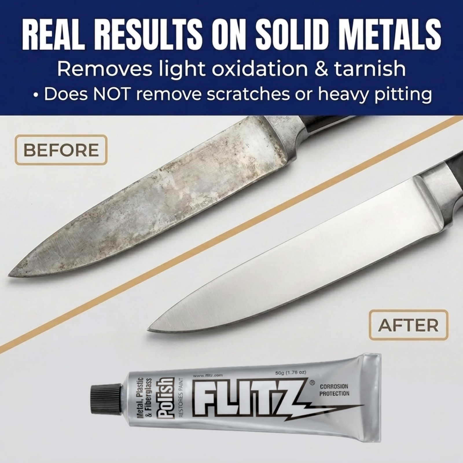 Flitz Metal Polish Paste – 1.76oz USA-Made for Solid 0.11 lb, Blue