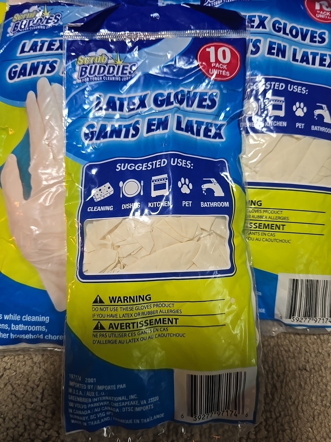Lot Of 5 -10 Pack (50) Scrub Buddies Latex Gloves 1 Size Fits Most Multipurpose
