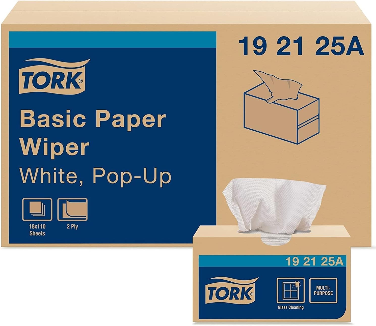 Basic Paper Wiper White Pop-up Box 18 x 110 Sheets 192125A