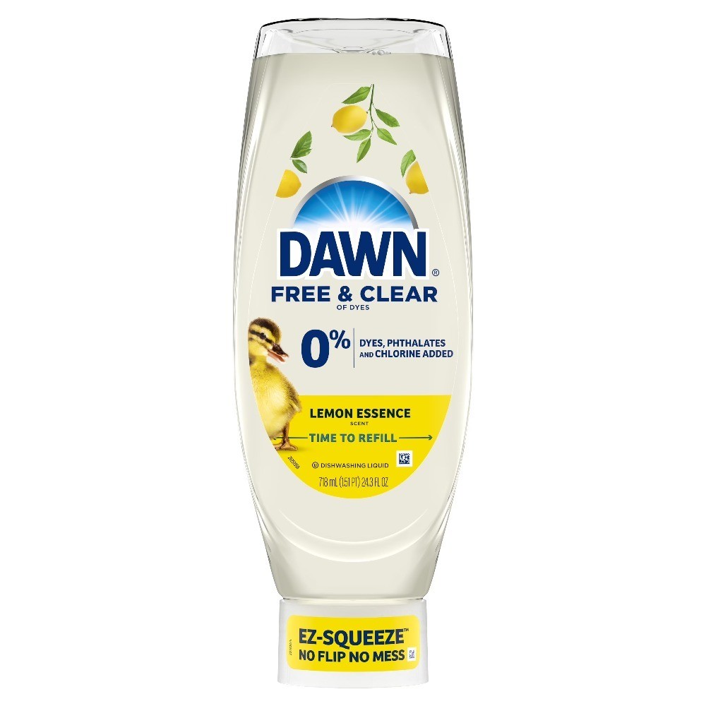 (4 pack) Free & Clear EZ-Squeeze Dish Soap, Lemon, 24.3 fl oz