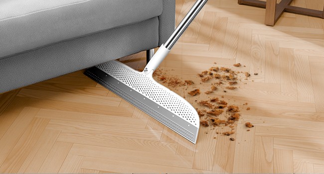 Silicone Floor Squeegee, 180° Rotating Air Broom, Squeegee for Floor with a Long