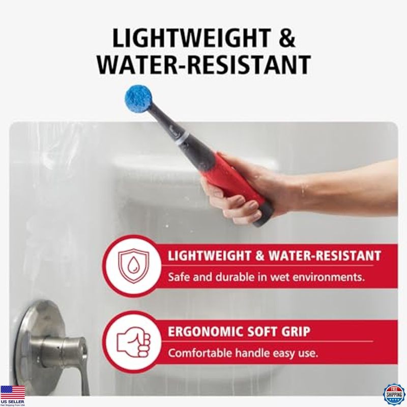 Cordless Electric Scrub Brush 18-Piece Kit, Water Resistant for Home & Bathroom