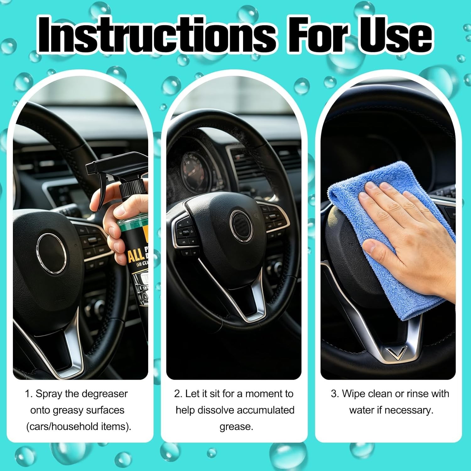 2Pcs All Purpose Degreaser for Car and House,Lemon Scent,Heavy-Duty Cleaning Spr