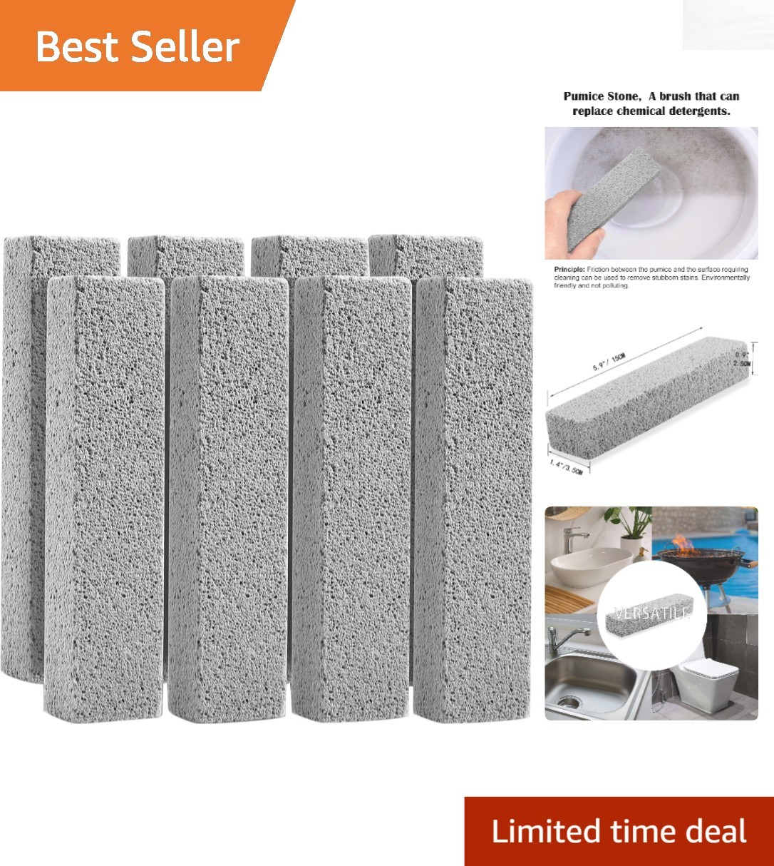 Elevate Cleanliness: 8 Pumice Stones for Effortless Bathroom & Grill Cleaning