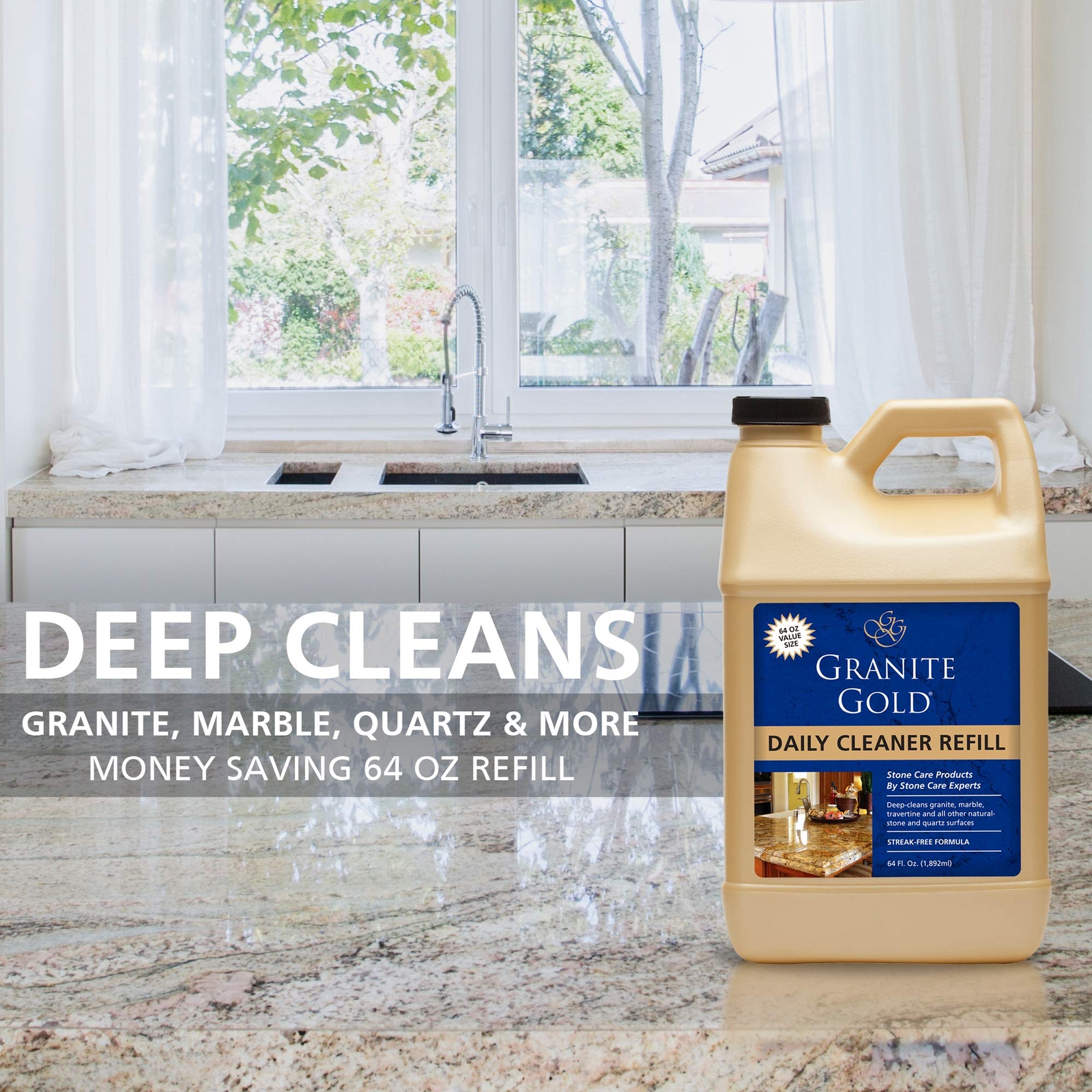 Granite Gold Daily Cleaner 64 Fl Oz Streak Free for Natural Stone Surfaces