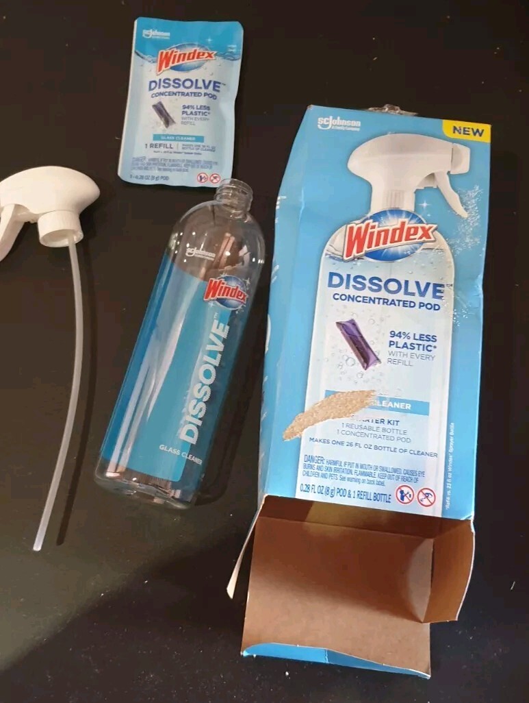Lot Of 2 Windex Dissolve Glass Cleaner Concentrated Pod Starter Kit 26 Oz Each