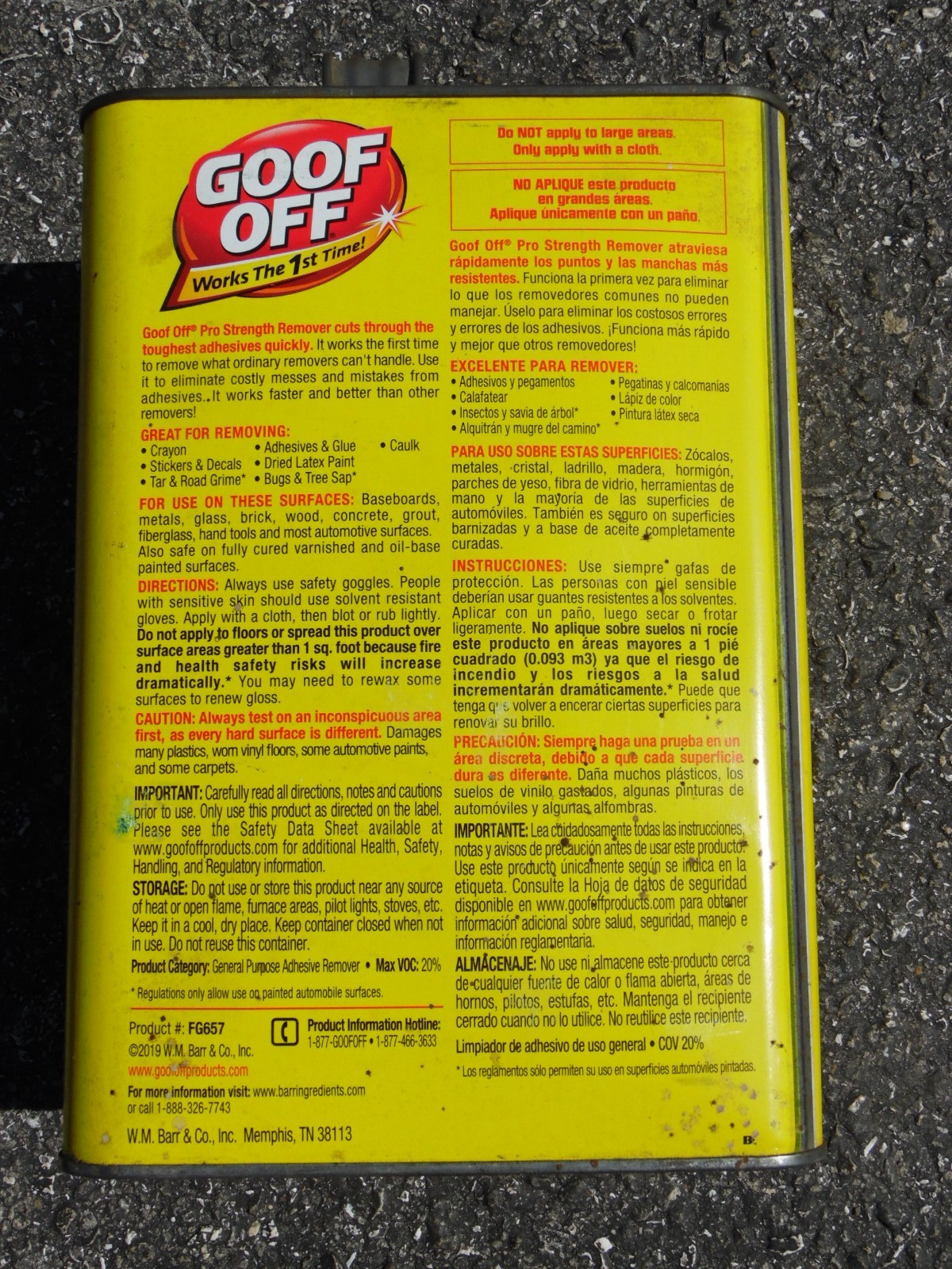 1 Gallon Goof Off Pro Strength Remover -Adhesive/Glue , Paint, Asphalt, Tar
