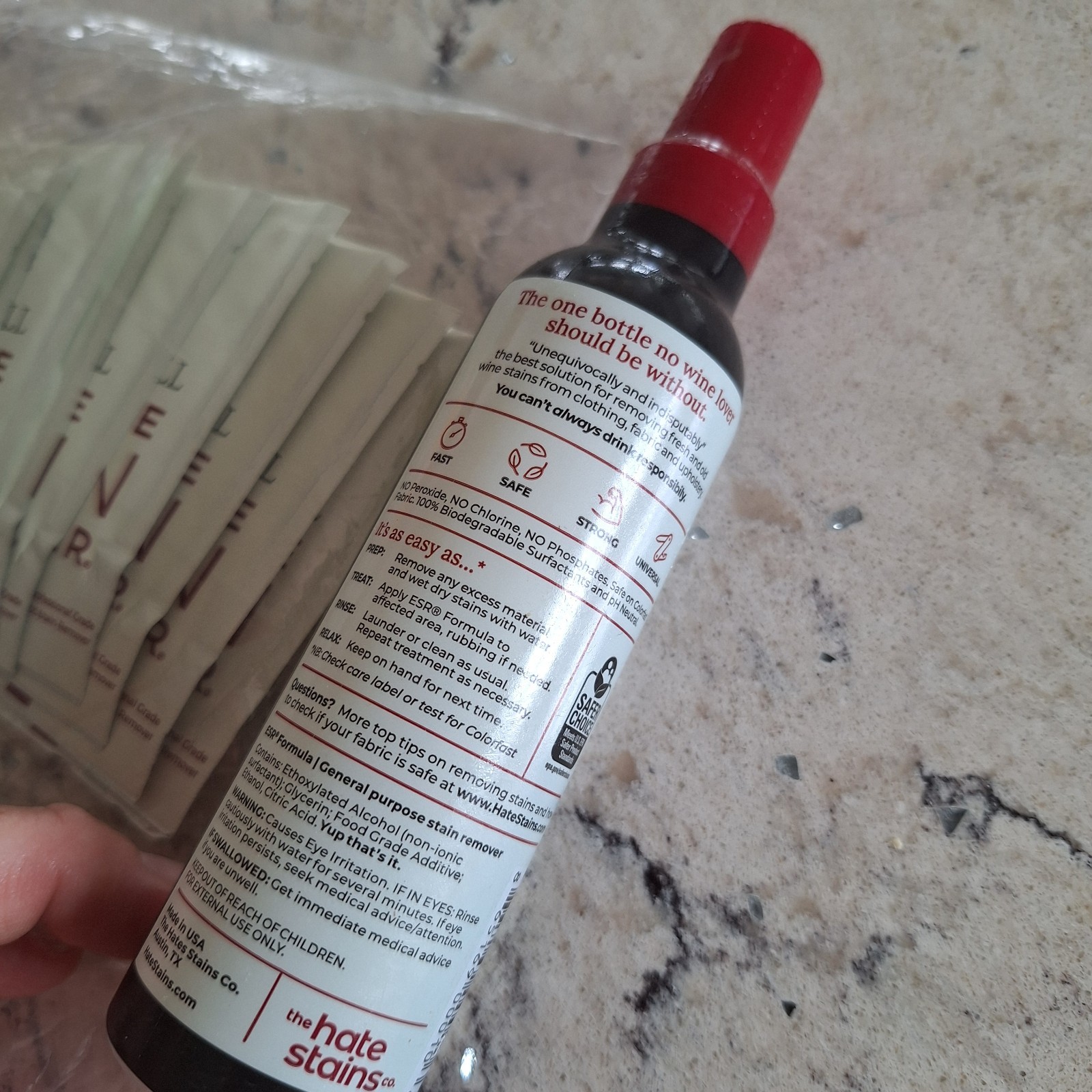 CHATEAU SPILL Red Wine Stain Remover Spray 4 Oz + 10 WIPES Hate Stains Company