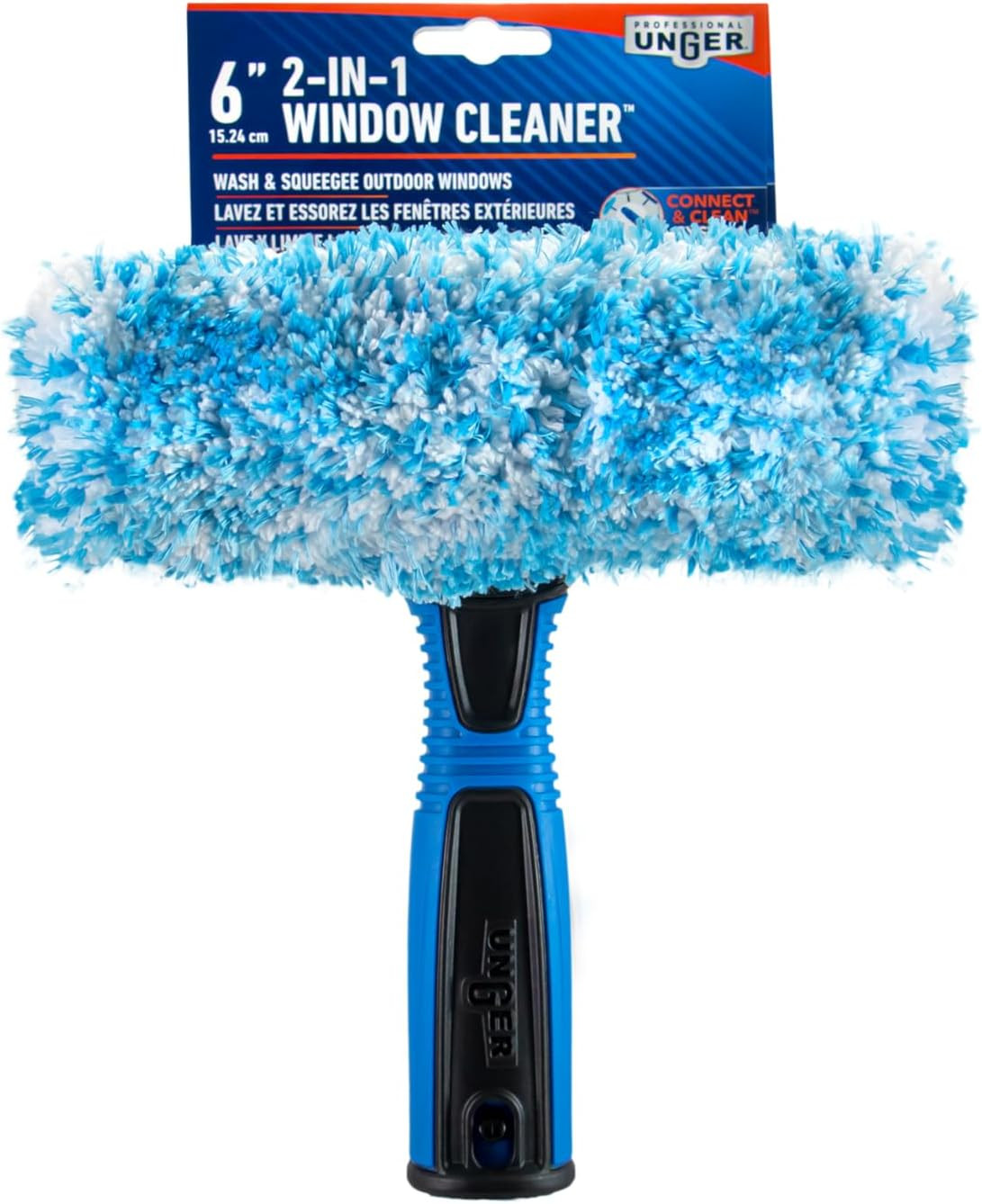 Professional Connect and Clean 2-In-1 Squeegee and Scrubber, 6” Window Cleaning