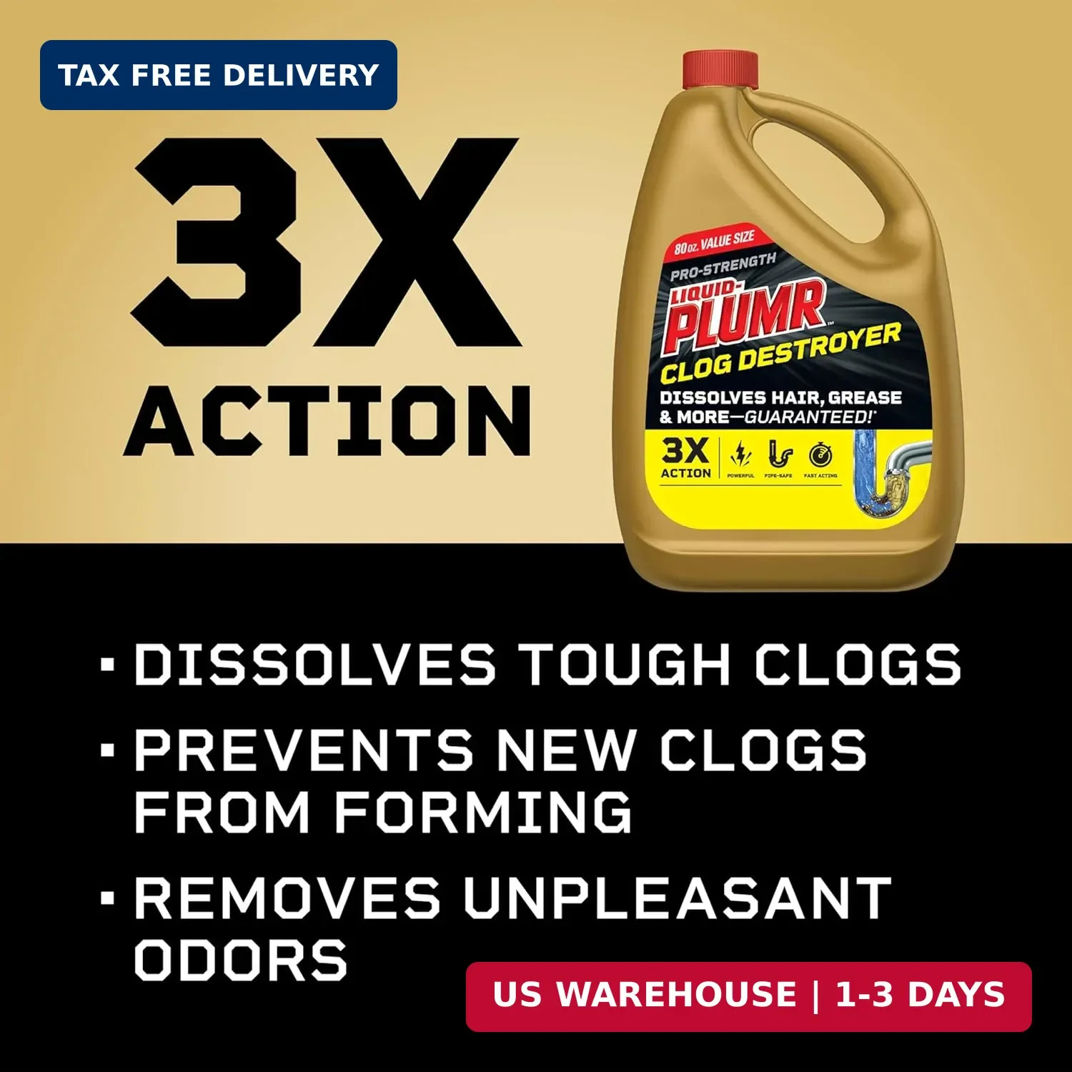 Liquid-Plumr Pro-Strength Full Clog Destroyer, Bathroom & Kitchen Sinks, Shower