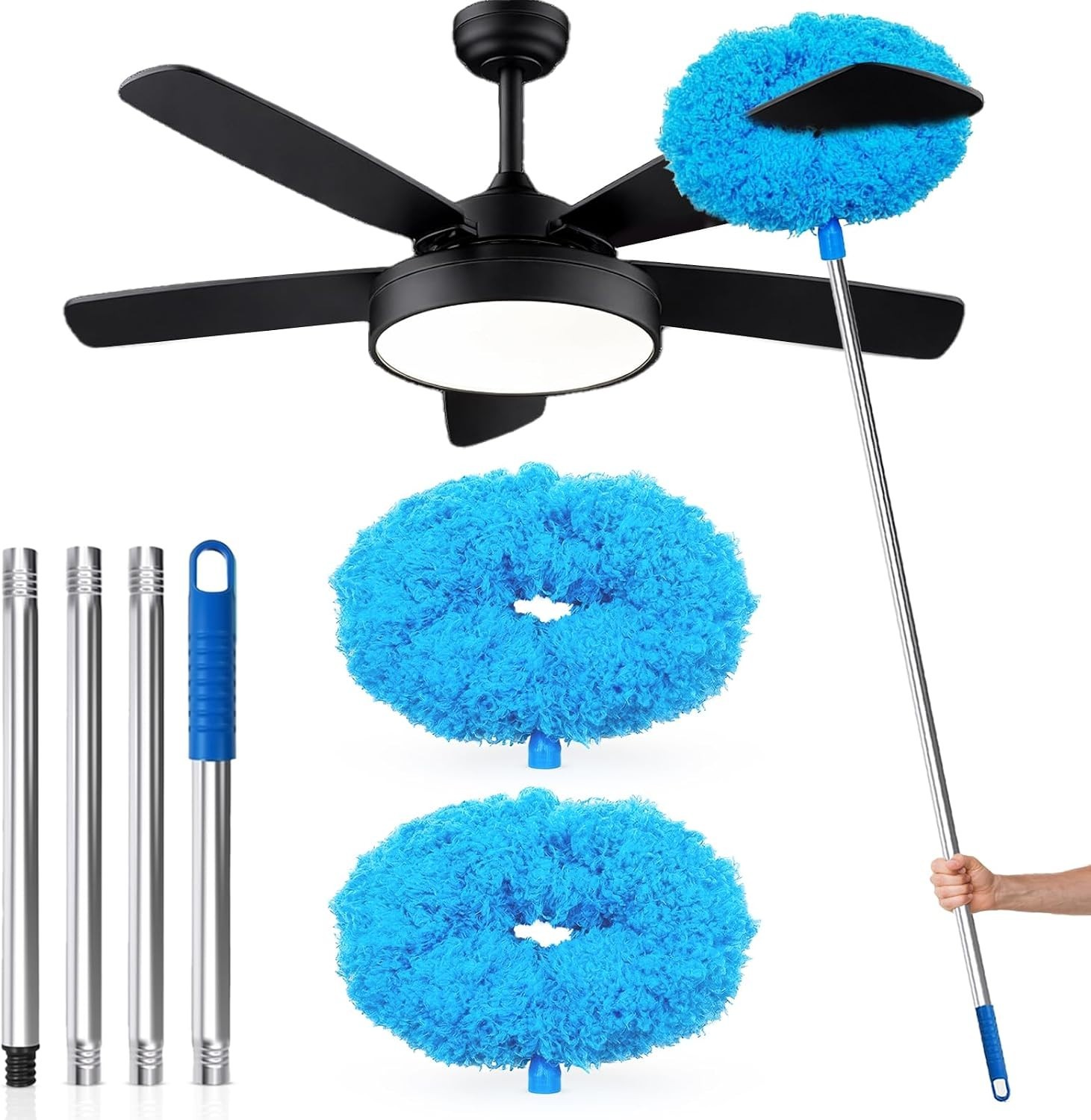 Ceiling Fan Cleaner Duster with Extension Pole, 12 to 51 Inch Duster Length, …