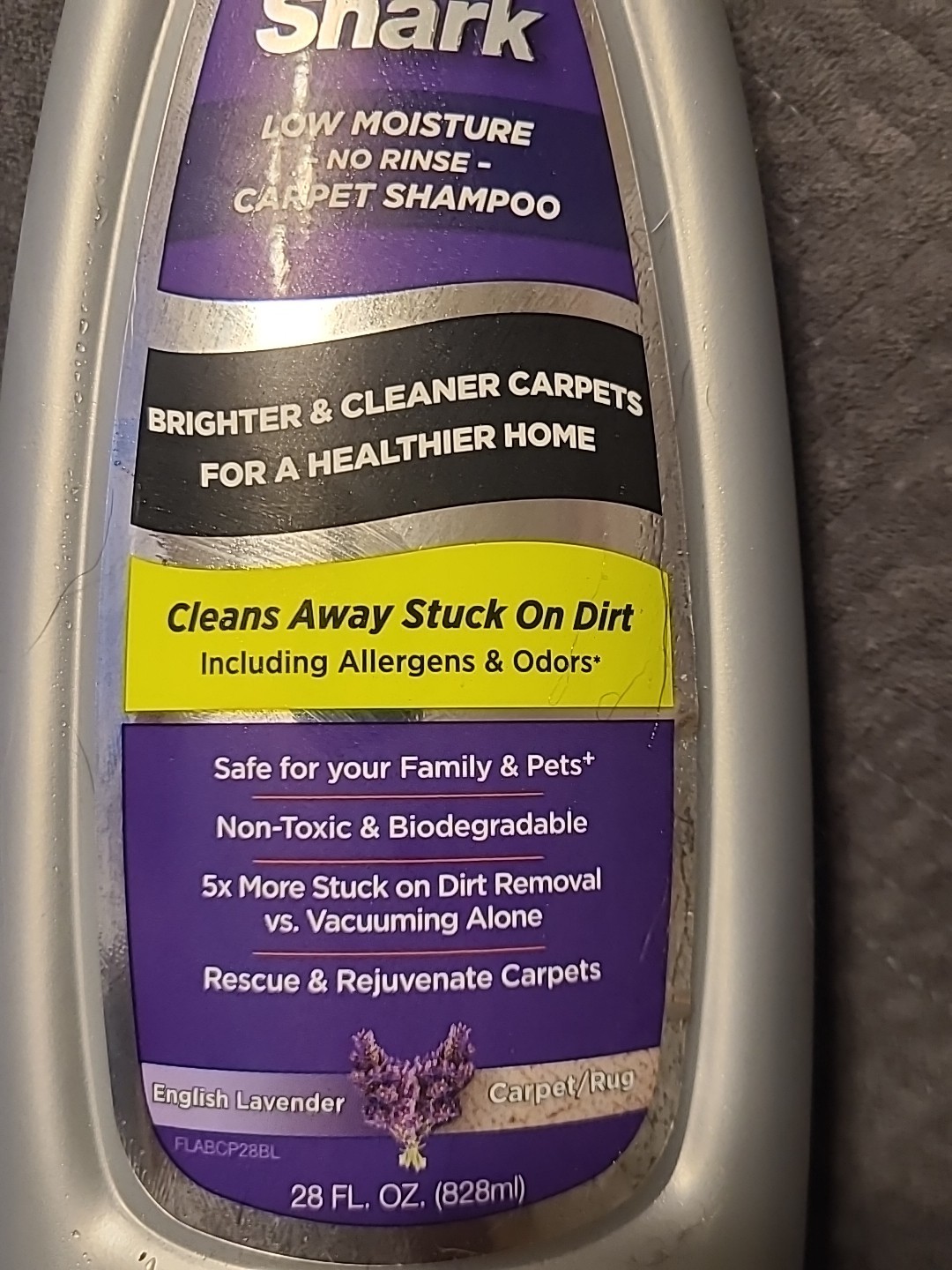 Shark Carpet Shampoo Low Moisture No Rinse English Lavender 28 FL oz Sealed New