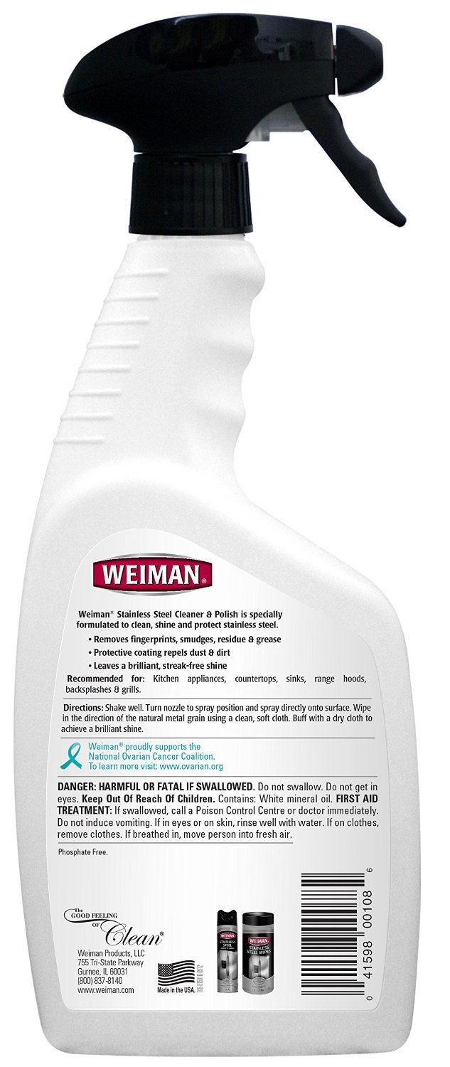Weiman Stainless Steel Cleaner & Polish, 22 fl oz Trigger Spray Bottle