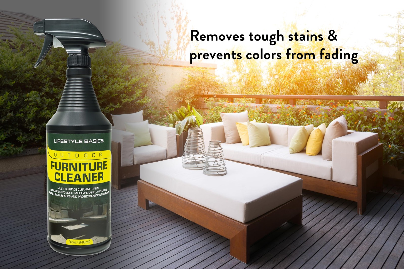 Outdoor Furniture Cleaner + UV Protectant 32 Ounces | Stain Remover for Vinyl…